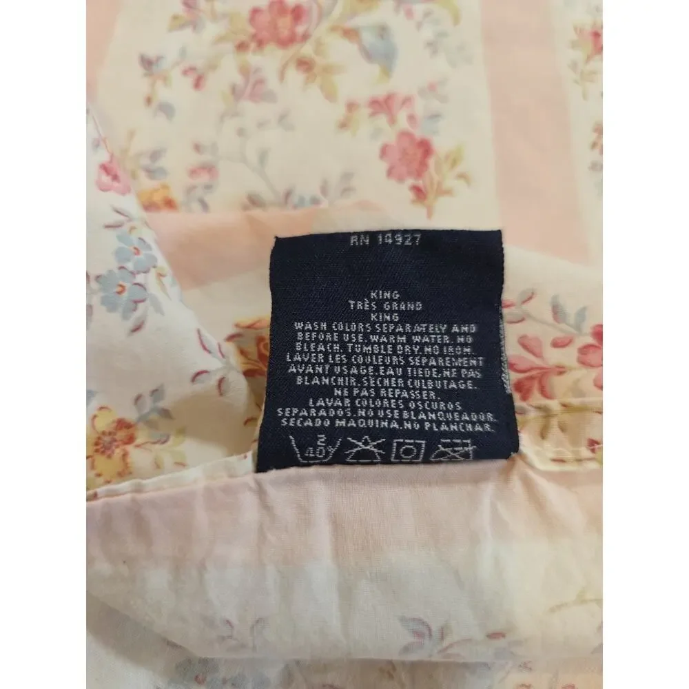 Ralph Lauren Millicent King Sheet Set Pink Floral Stripe Grandmillennial Italy